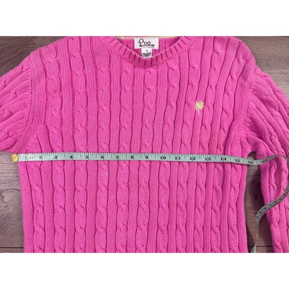Lilly Pulitzer Gloria Light Crew Neck Cable Knit Sweater Pink Small - Picture 5 of 8